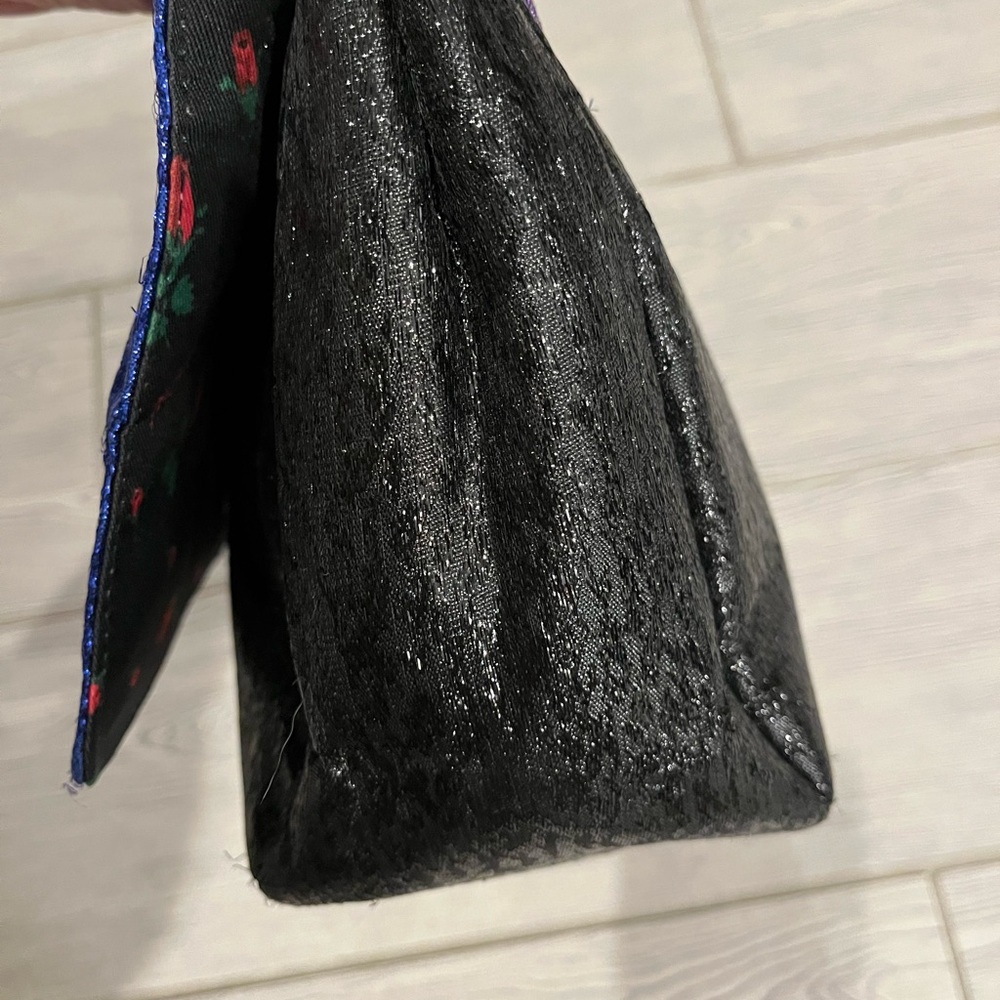Betsey Johnson Black and Iridescent Blue/Purple Lightning Bolt Bowie Bag Rare - Picture 7 of 12
